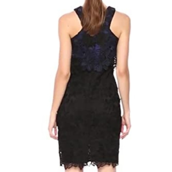 Trina Turk Miranda Blue Black Guipure Lace Sheath Cocktail Dress Size 2 New - Picture 6 of 14